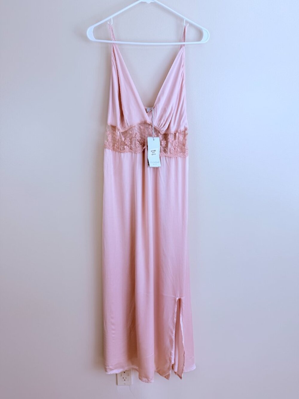 NWT Angela Moda Silk Blend Lace Trim Slip Maxi Dress Size XL